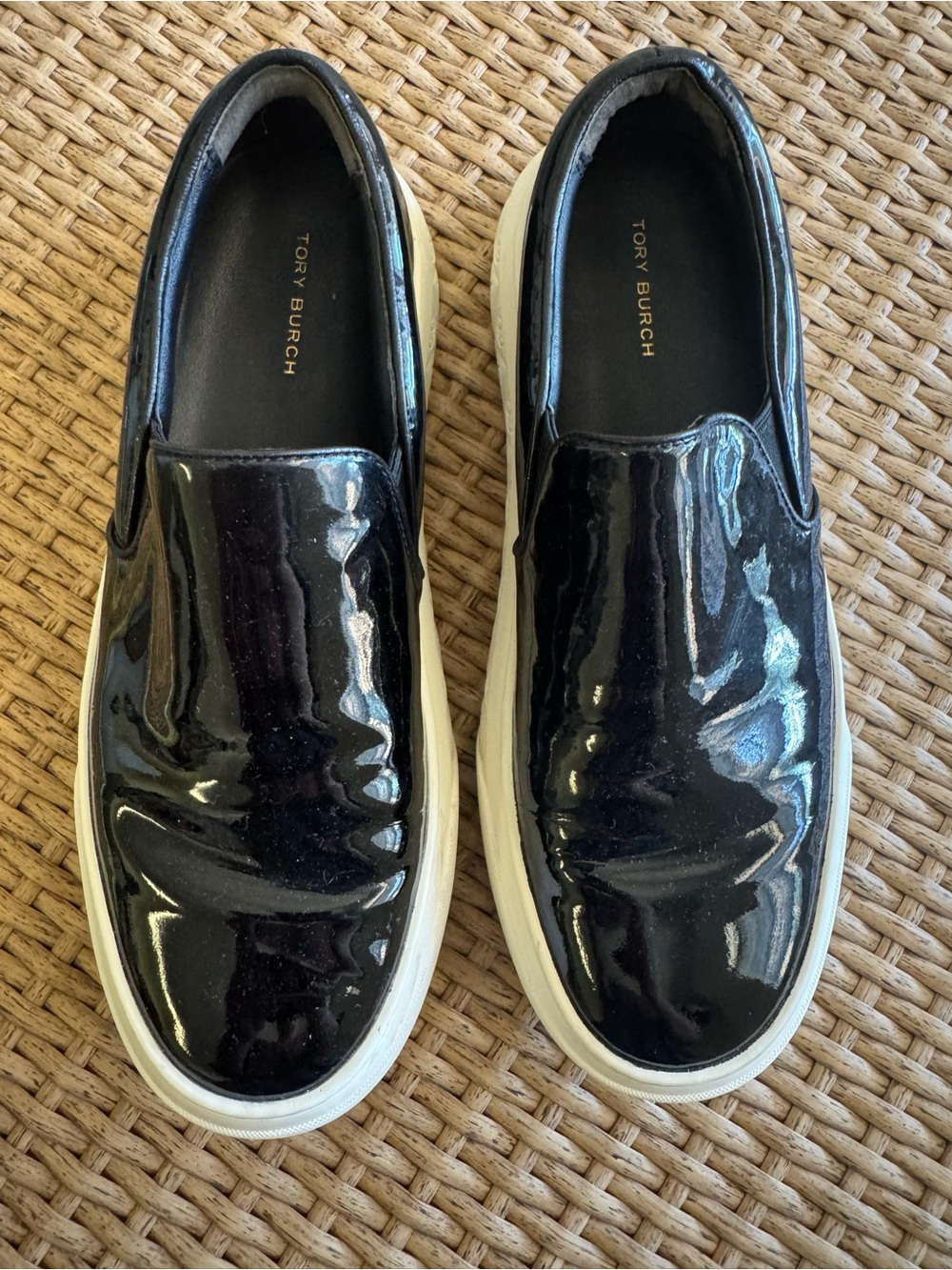 Tory Burch Ladybug Slip-on Sneakers Blk Patent Leather - 7 - Used
